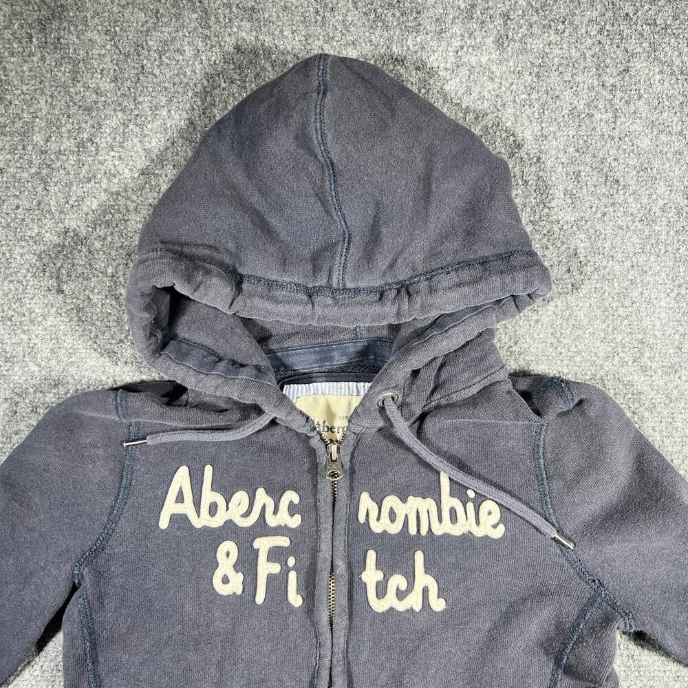 Y2K Abercrombie & Fitch Zip Hoodie Womens Small Navy Blue Sweatshirt